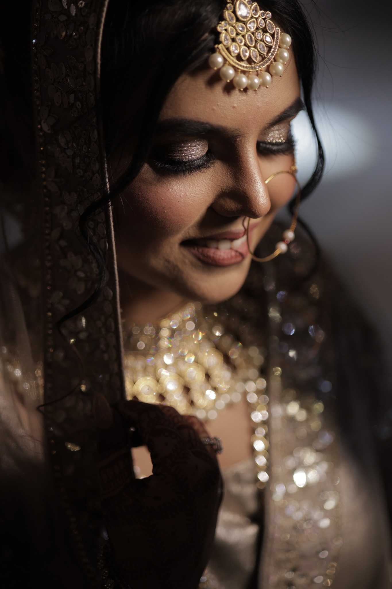 Close-up bridal makeup