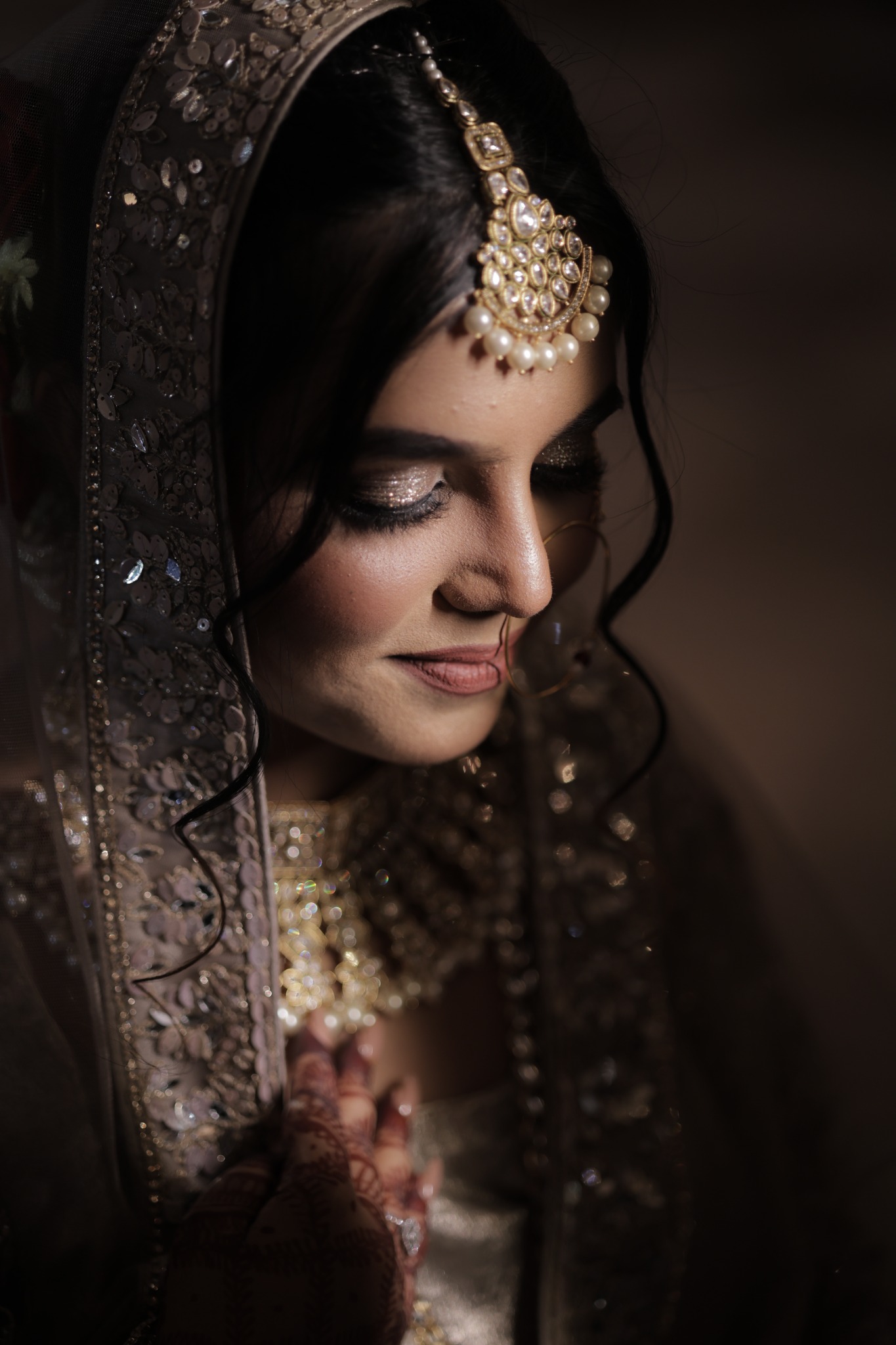 Bridal hair styling detail